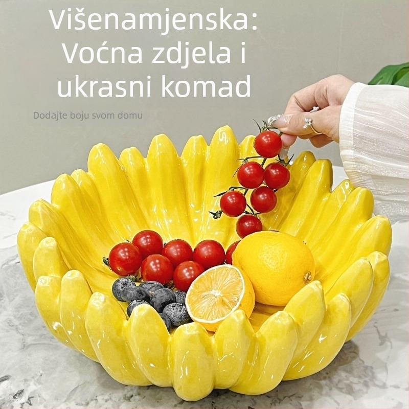 Zabrana anksioznosti Tanjur s bananom i voćem, vrhunski kreativni kućni dnevni boravak, stolić za kavu, tanjur za slatkiše, keramička vrhunska zdjela sa suhim voćem