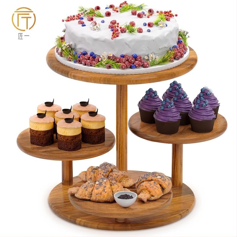 Kreativni prozirni poklopac za tortu otporan na prašinu, višeslojni pladanj za torte, rotirajući 4-slojni stalak za torte, rođendanska zabava