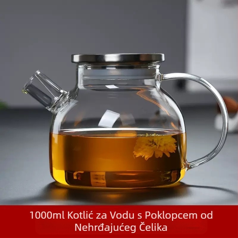 Tvornički Spot Visokog Borosilikatnog Stakla Velikog Kapaciteta Bambusovog Poklopca Hladni Kuhalnik Kućanski Grijač Čajnik za Cvijeće Svježi Sok Vezani Kuhalnik