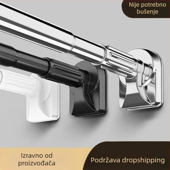 Teleskopska šipka za sušenje odjeće bez rupa, šipka za zavjesu za tuš od nehrđajućeg čelika, hladna šipka za garderobu, skupljajuća šipka za WC, vješalica za sušenje šipki za zavjese