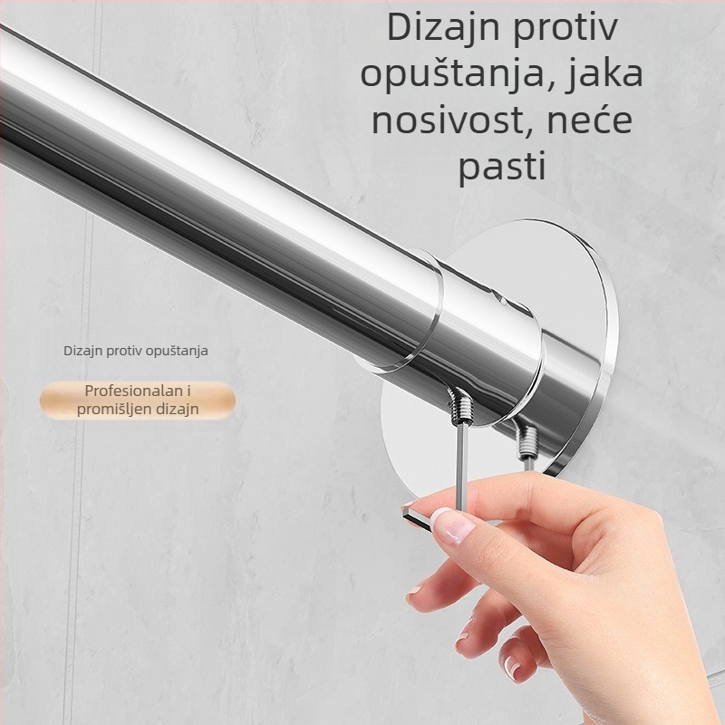 Zakrivljena šipka za tuš za kupaonicu bez bušilice, L-oblikovani polu-U-oblikovani teleskopski tuš, šipka za tuš od nehrđajućeg čelika u obliku lepeze, šipka za sušenje odjeće