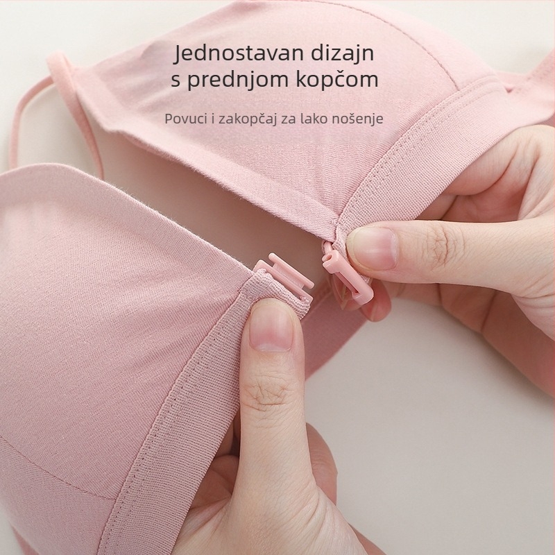 Žensko donje rublje od čistog pamuka, francuskog stila, s trokutastom košaricama s prednje kopče, bez tragova, čelične prstenove, push-up, male grudi, prekrasna leđa, bez naramenica, tanki model