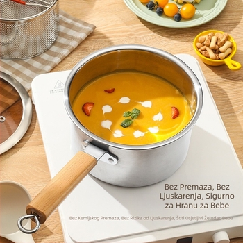 Lonac za prženje od nehrđajućeg čelika, kućanski mali lonac za prženje s cjedilom, plinski lonac za prženje, produbljivanje, ušteda goriva, prženje od nehrđajućeg čelika 304