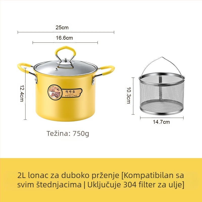 Tempura friteza, friteza velikog kapaciteta, kućanska mala višenamjenska, bezdimna s filterom, friteza s neprianjajućim slojem koja štedi ulje