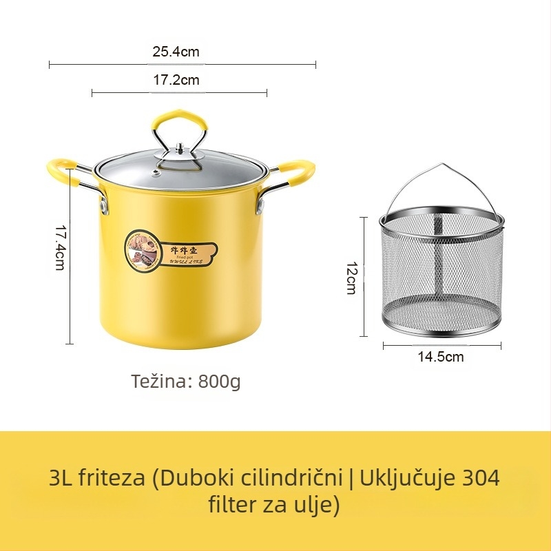 Tempura friteza, friteza velikog kapaciteta, kućanska mala višenamjenska, bezdimna s filterom, friteza s neprianjajućim slojem koja štedi ulje