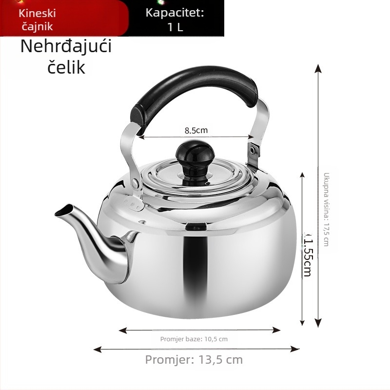 Hongmeishun čajnik od nehrđajućeg čelika, filter za čaj s mrežicom, indukcijsko kuhalo za kipuću vodu, čajnik za restorane, vanjski električni keramički štednjak, lonac za vodu