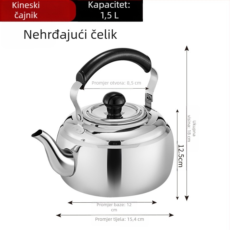 Hongmeishun čajnik od nehrđajućeg čelika, filter za čaj s mrežicom, indukcijsko kuhalo za kipuću vodu, čajnik za restorane, vanjski električni keramički štednjak, lonac za vodu