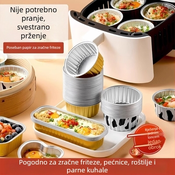 Friteza na vrući zrak, zdjela od aluminijske folije, ponovljiva kućna pećnica, kalup za pečenje pudinga za kolače, mala kutija od aluminijske folije, pladanj za šalice