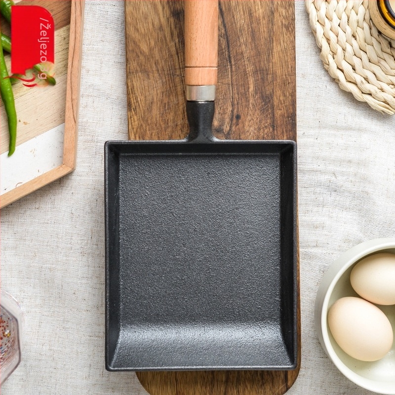 Japanski tamagoyaki lonac, debela tava za pečena jaja, kvadratna tava za omlet, tava bez premaza, tava od lijevanog željeza