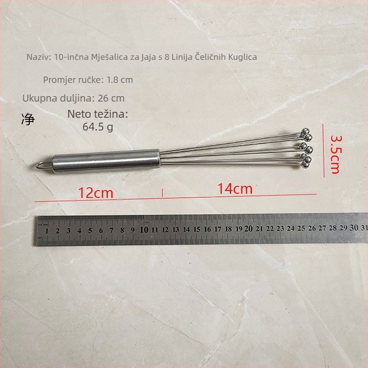 Ručna mutilica za jaja od nehrđajućeg čelika s oprugom, mikser za jaja, štapić za miješanje vrhnja i tijesta, alat za pečenje