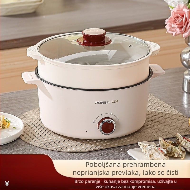 Višenamjenski električni lonac za kuhanje, kućanski integrirani električni vrući lonac, studentski dom, kuhanje rezanaca, mali električni lonac, mali električni wok