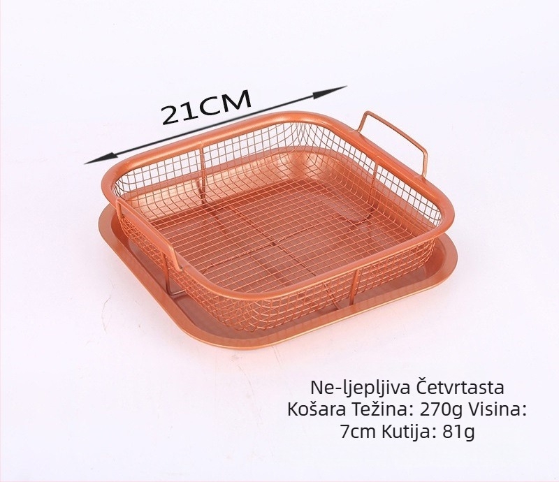 Košara za prženje pomfrita od nehrđajućeg čelika, filter košara, neprianjajuća rešetka za cijeđenje ulja, posuda za povrće
