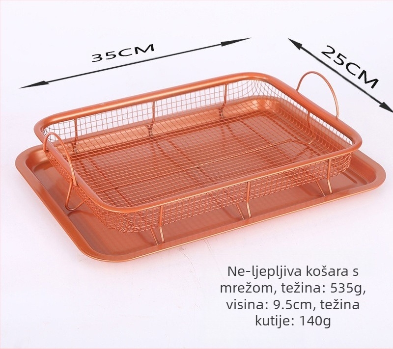 Košara za prženje pomfrita od nehrđajućeg čelika, filter košara, neprianjajuća rešetka za cijeđenje ulja, posuda za povrće