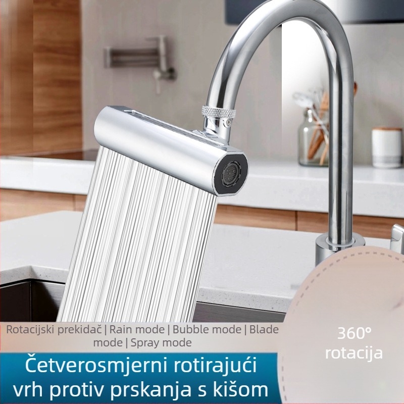 Feiyu kuhinjska slavina s vodopadom, rotirajuća s četiri stupnja prijenosa, otporna na prskanje vode, univerzalni adapter za mlaznicu za vodu, produžetak, otporan na artefakte