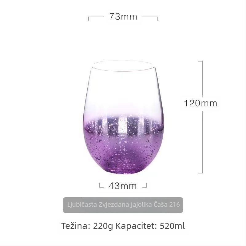 Zvjezdano nebo Gradijentno staklo Ins Popularna kreativna jajolika galvanizirana čaša za vodu Čaša za vino Čaša za sok i mlijeko Velika čaša za trbuh