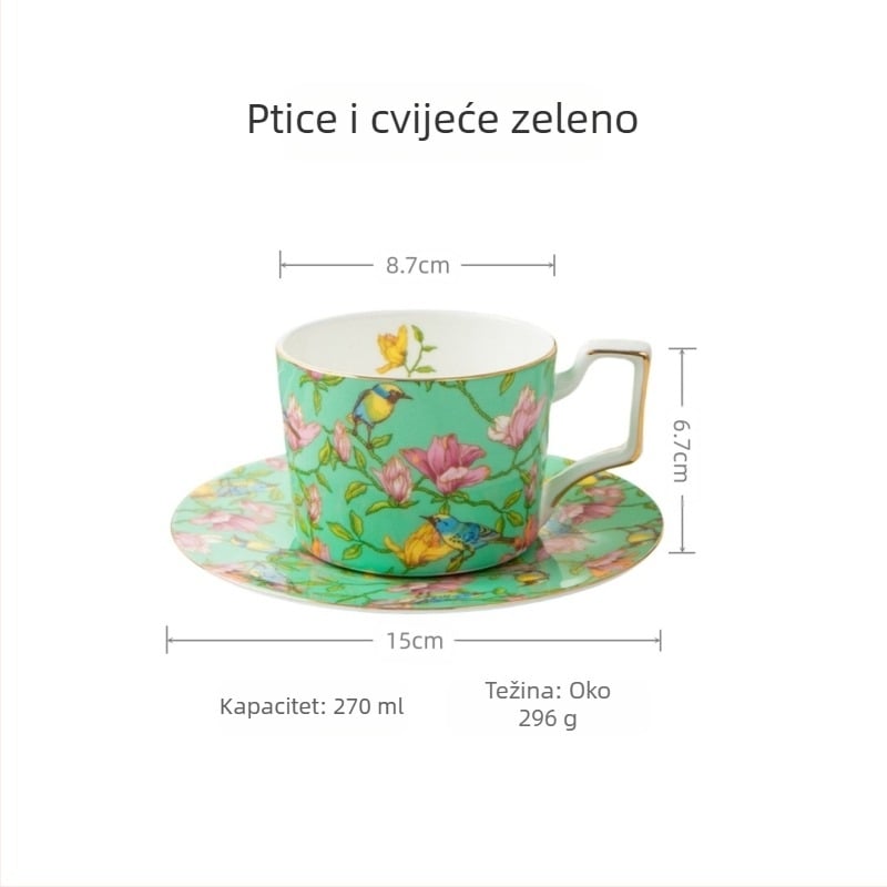 Veleprodaja keramičkih šalica za kavu i tanjurića sa zlatnim okvirom, set od koštanog porculana, jednostavna kreativna kućna šalica za popodnevni čaj, suvenir za jesenski festival