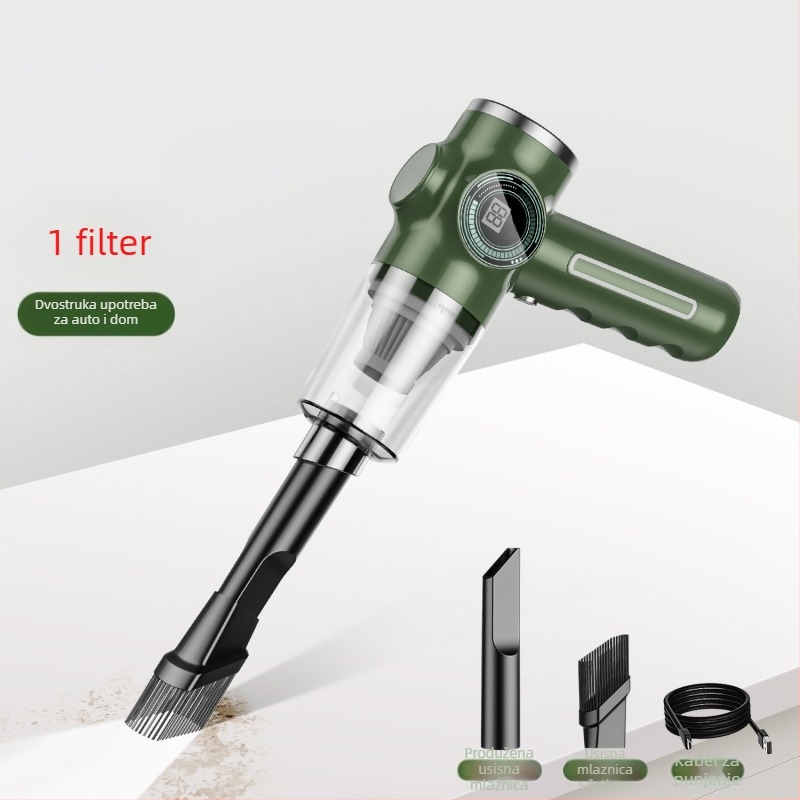 Digitalni zaslon za automobilski usisavač, pogodan za dom i automobil, dvostruke namjene, prijenosni ručni usisavač velike snage, tihi