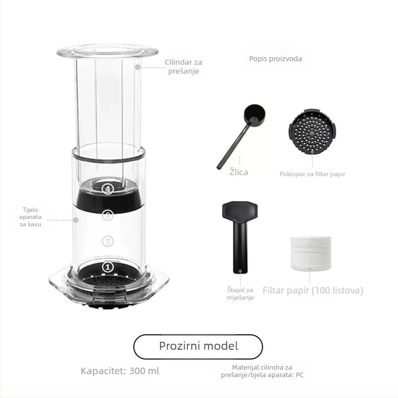 Ljubavni tlak tlaka prozirni vanjski prijenosni ručni aparat za kavu s lončićem za kavu ručni aparat za kavu dijeliti glazbu s lončićem za kavu