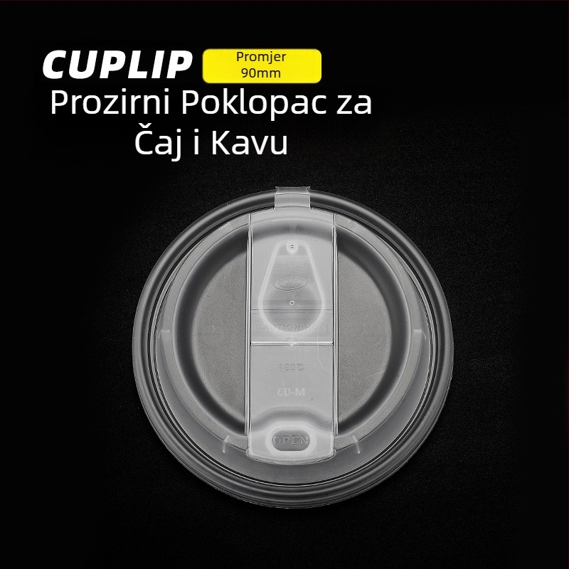 Integrirani poklopac za čaj i kavu kalibra 90, moderni poklopac za šalicu mliječnog čaja u boji snijega, plastični poklopac za jednokratnu upotrebu, integrirani poklopac za šalicu kave