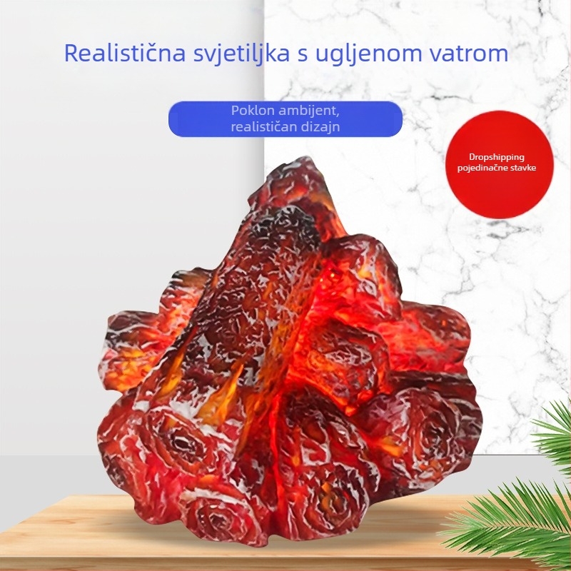 LED svjetiljka za simulaciju smole s plamenom ugljena, moderna jednostavna dekoracija na baterije, božićni poklon rekvizit za scenu