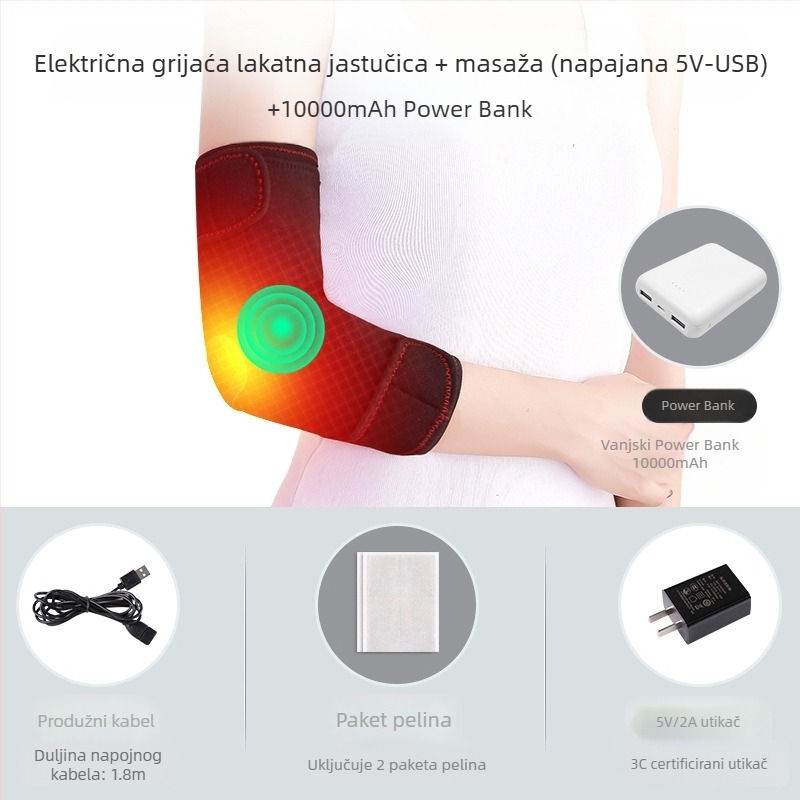 Električna moxibustion topla masaža grijani jastučići za laktove za muškarce i žene grijaći štitnik za vrat, rukave, tenis, sport, fizioterapija, punjenje