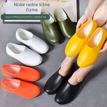 Narančaste niske kišne cipele za muškarce i žene, neklizajuće ravne, bijele, neklizajuće gumene cipele s plitkim ustima, otporne na habanje, muške veleprodajne gumene cipele