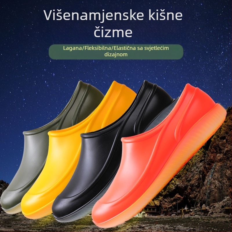 Narančaste niske kišne cipele za muškarce i žene, neklizajuće ravne, bijele, neklizajuće gumene cipele s plitkim ustima, otporne na habanje, muške veleprodajne gumene cipele