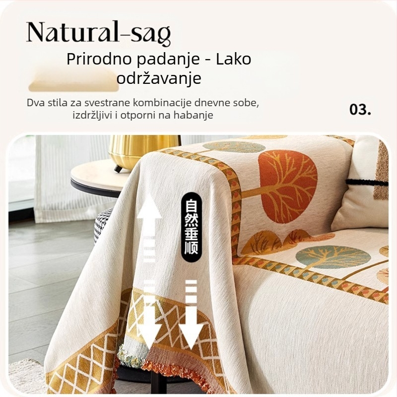 Chenille navlaka za kauč za sve godišnje doba, jednodijelna navlaka za trosjed, cvjetni uzorak, moderni minimalistički stil
