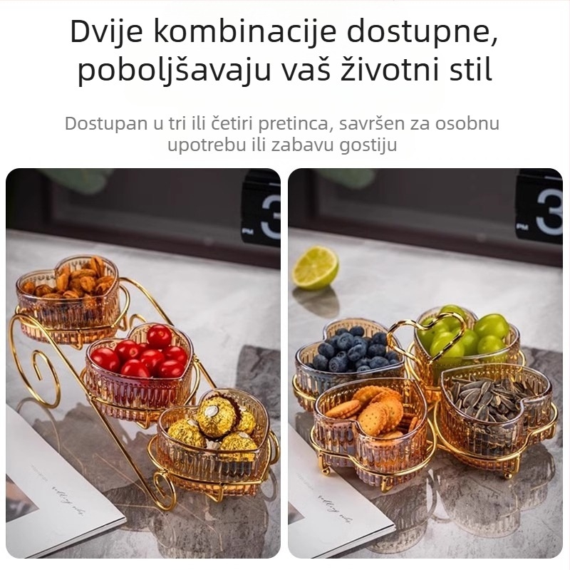Voćni tanjur, višeslojni stolić za kavu za dnevni boravak, kućanski tanjur za slatkiše, tanjur za prijem, tanjur za grickalice, popodnevni čaj, lagani luksuzni ukrasi