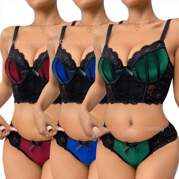 Europsko i američko donje rublje za veće veličine, dvodijelni višebojni veliki grudnjak s čeličnim prstenovima, push-up grudnjak od čiste čipke, plus size