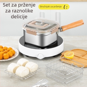 - Japanska četvrtasta friteza od nehrđajućeg čelika za prekograničnu upotrebu, lonac za mlijeko za kućanstvo, lonac za rezance, prijenosna vanjska friteza za tempura