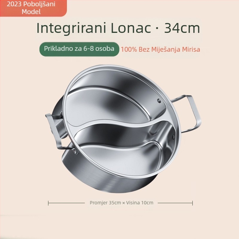 Jednodijelni Yuanyang Pot indukcijsko kuhalo univerzalni vrući lonac za kućanstvo velikog kapaciteta lonac za ispiranje zadebljani umivaonik od nehrđajućeg čelika za vrući lonac