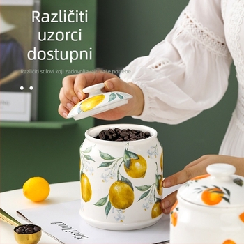 Nordijski stil, kućna keramička posuda za pohranu, posuda za kavu i grickalice, kuhinjsko svjetlo, luksuzna kuhinjska posuda za mast s poklopcem