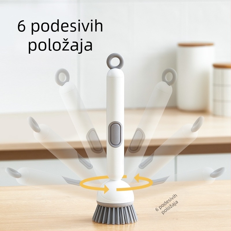 Chunke rotirajuća četka za lonce s dodanom tekućinom za pranje posuđa i lonaca, kuhinjska četka za lonce s dodanom tekućinom, rotirajuća četka za čišćenje s dugom drškom