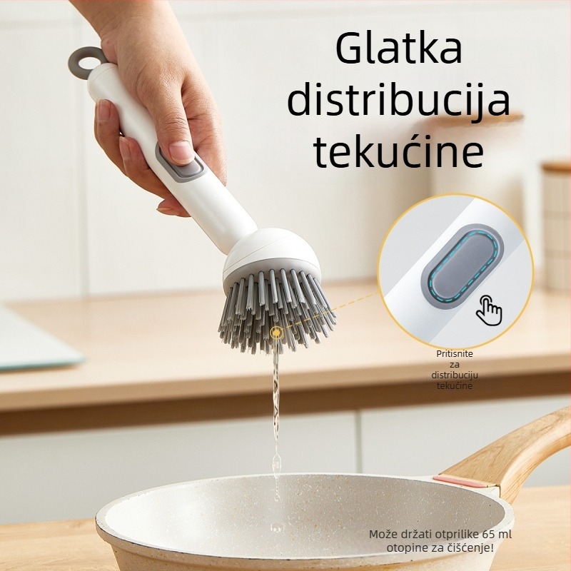 Chunke rotirajuća četka za lonce s dodanom tekućinom za pranje posuđa i lonaca, kuhinjska četka za lonce s dodanom tekućinom, rotirajuća četka za čišćenje s dugom drškom