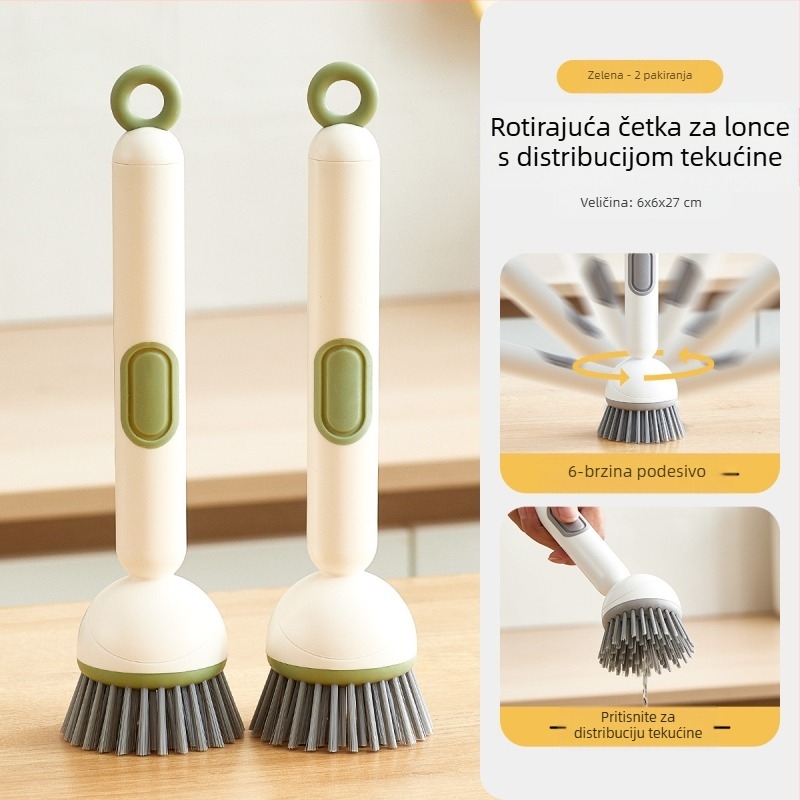 Chunke rotirajuća četka za lonce s dodanom tekućinom za pranje posuđa i lonaca, kuhinjska četka za lonce s dodanom tekućinom, rotirajuća četka za čišćenje s dugom drškom