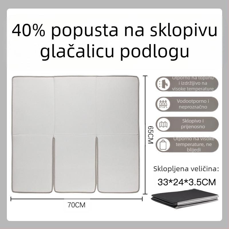 Tri sklopiva daska za glačanje, podloga za glačanje, sklopiva prijenosna toplinska izolacijska podloga, ravno glačanje, viseća podloga za visoke temperature, pribor