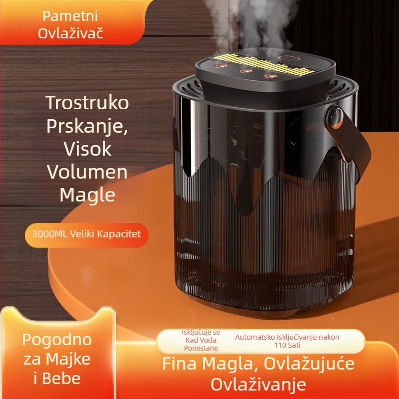 Novi prekogranični ovlaživač zraka s tri raspršivača, veliki raspršivač od 3L velikog kapaciteta, kućanski nijemi ovlaživač zraka za trudnice i bebe s noćnim svjetlom
