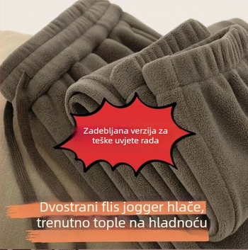 Muške reverzibilne fleec hlače s flek podstavom, debeli zimski sportski hlače
