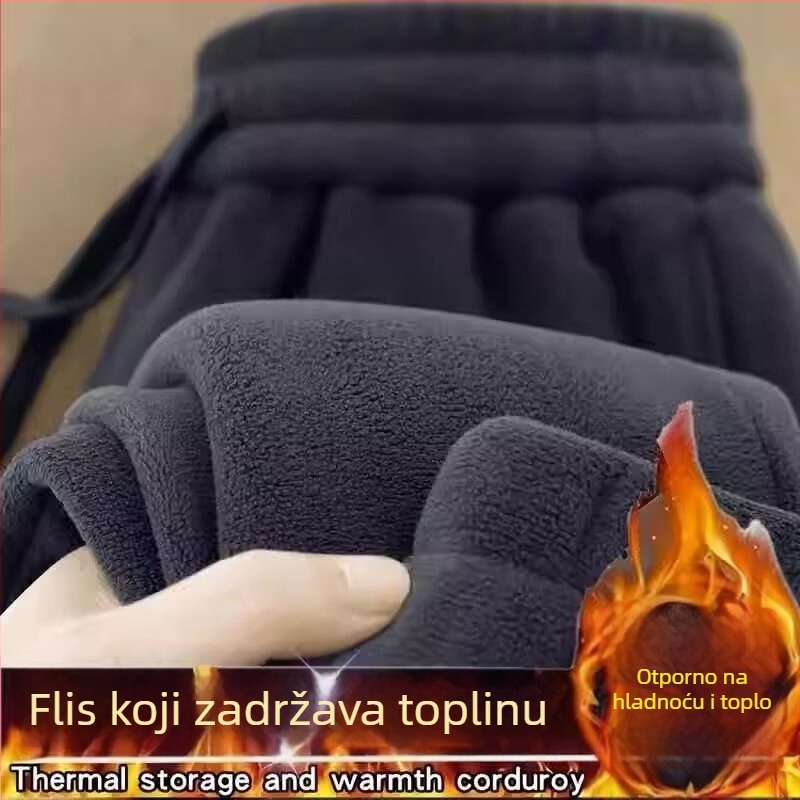 Muške reverzibilne fleec hlače s flek podstavom, debeli zimski sportski hlače