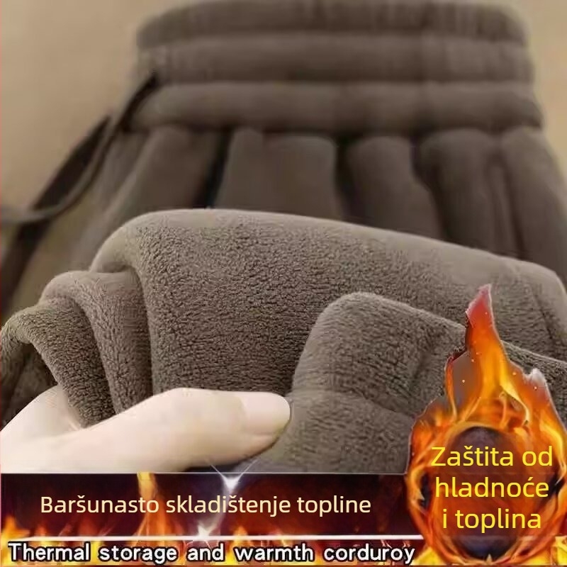 Muške reverzibilne fleec hlače s flek podstavom, debeli zimski sportski hlače