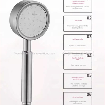 Tuš glava od nehrđajućeg čelika pod pritiskom, zaštita od opeklina i pada, ručna podesiva mlaznica, veliki izlaz za vodu, tuš s kvadratnim vrhom