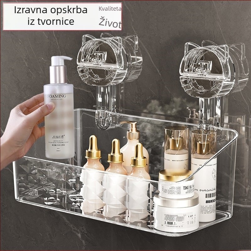 Zidni stalak za pohranu vakuumskih čaša za kupaonicu, umivaonik, košara za pohranu četkice za zube i paste za zube, kutija za mačji sapun