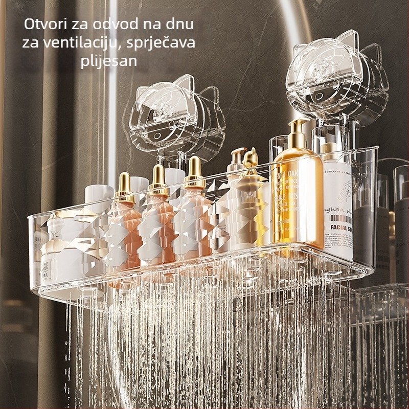 Zidni stalak za pohranu vakuumskih čaša za kupaonicu, umivaonik, košara za pohranu četkice za zube i paste za zube, kutija za mačji sapun