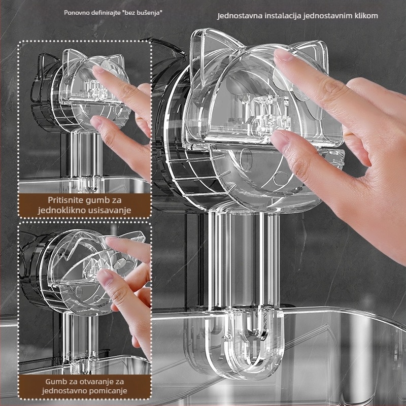 Zidni stalak za pohranu vakuumskih čaša za kupaonicu, umivaonik, košara za pohranu četkice za zube i paste za zube, kutija za mačji sapun