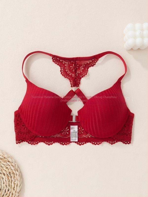 Europsko i američko prekogranično donje rublje Amazon Novi seksi prugasti grudnjak s prednjom kopčom, push-up printom i čipkastim stražnjim dijelom