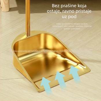 Veleprodaja zadebljane metle od nehrđajućeg čelika za kućanstvo, zlatne lopate za smeće, metle, kombinacije za komercijalne unutarnje i vanjske prostore