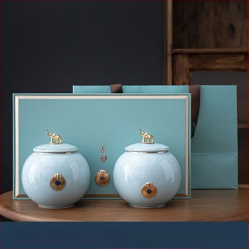 Jixiang keramički čajnik, poklon kutija za čaj, zatvorena posuda za zeleni čaj, Jin Junmei Lichuan crvena prazna poklon kutija, čajnik za buđenje