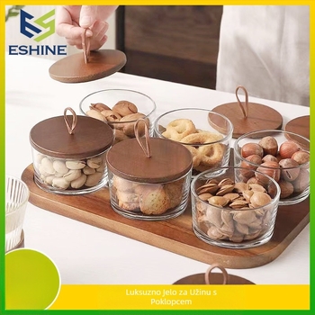 Stakleni drveni poklopac Voćni tanjur Komercijalni grickalice Grickalice Tanjur za grickalice Bar Kupka za noge Klub KTV Pladanj za deserte