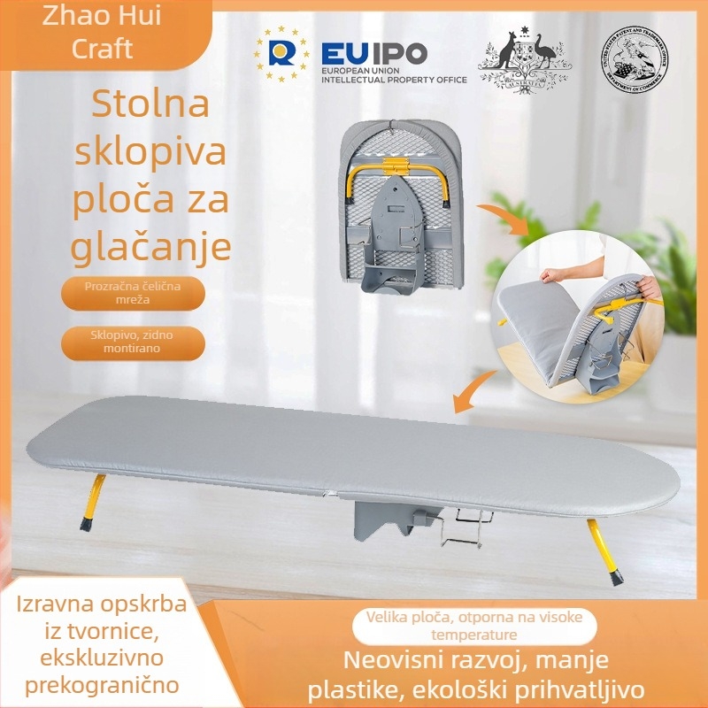 Prekogranična stolna daska za glačanje, sklopiva daska za glačanje, ojačani stol za glačanje, glačanje odjeće, uključujući stalak za pohranu, kućanska daska za glačanje